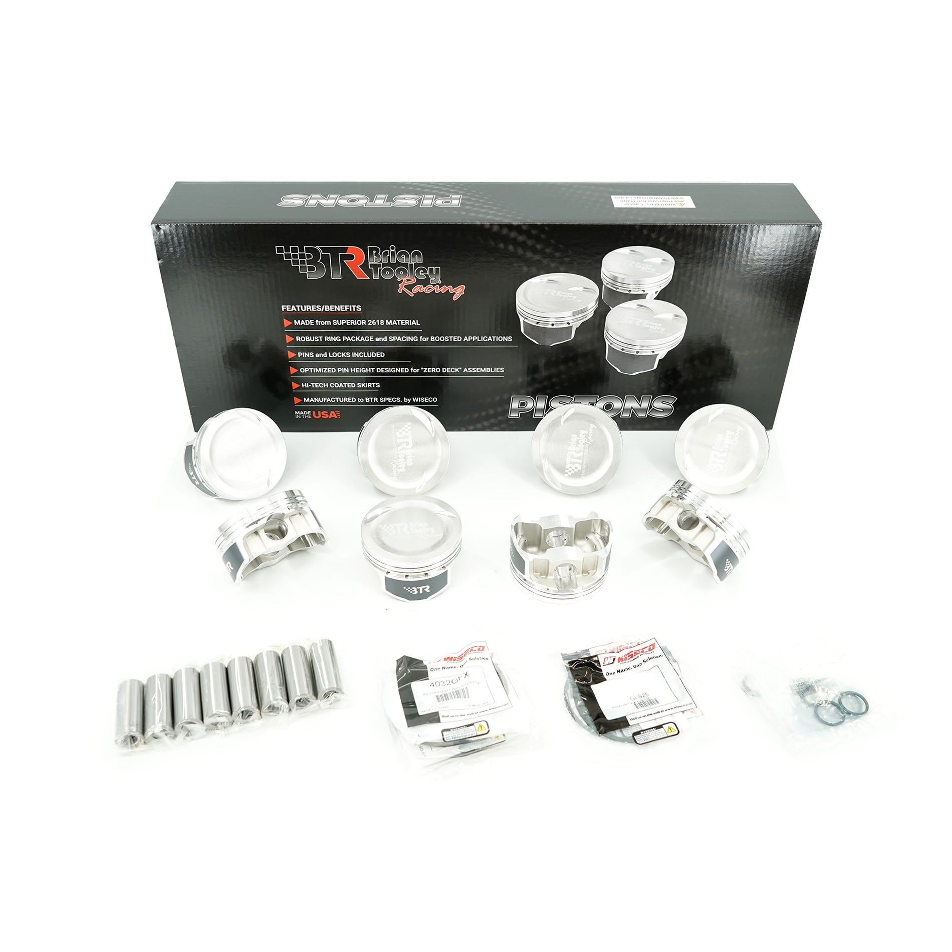 BTR / WISECO PISTON SET - LS BTR CV HEAD - 4.030" BORE - 4.000" STROKE - 9CC DISH - BTRCVP408125DS9-8