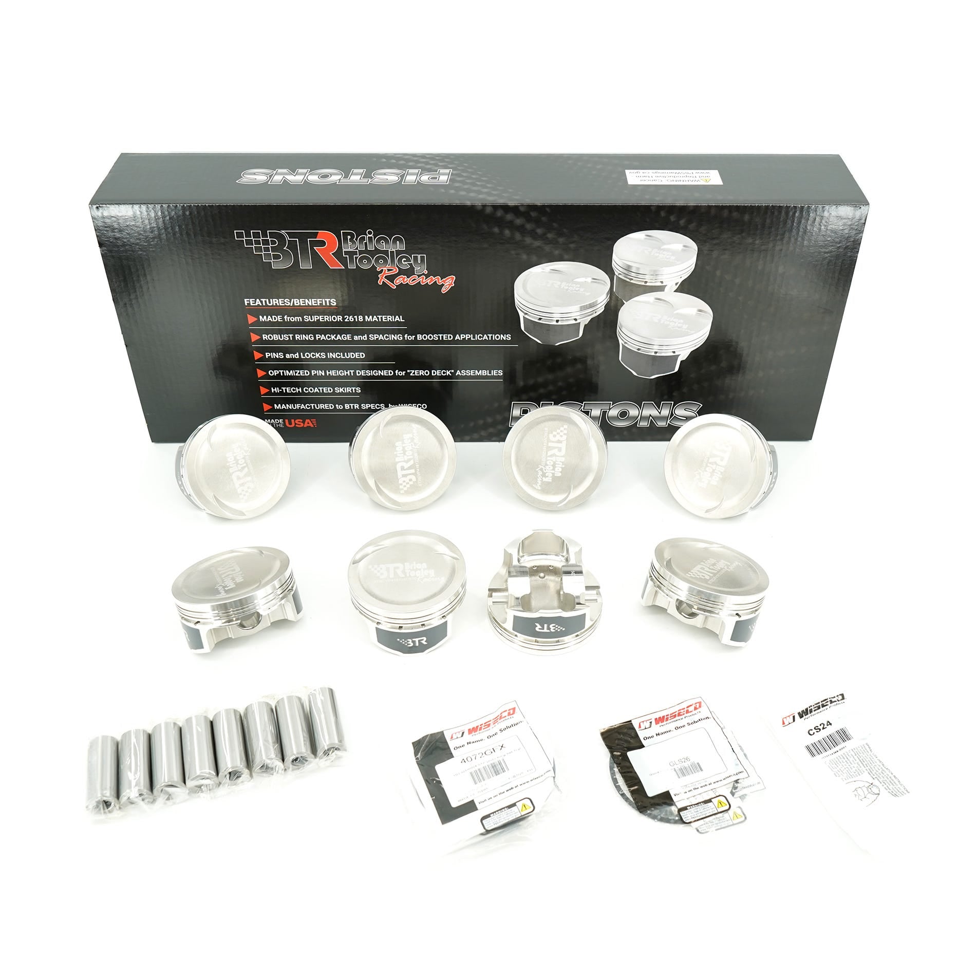 BTR / WISECO PISTON SET - LS BTR CV HEAD - 4.070" BORE - 4.000" STROKE - 10CC DISH - BTRCVP418125DS10-8