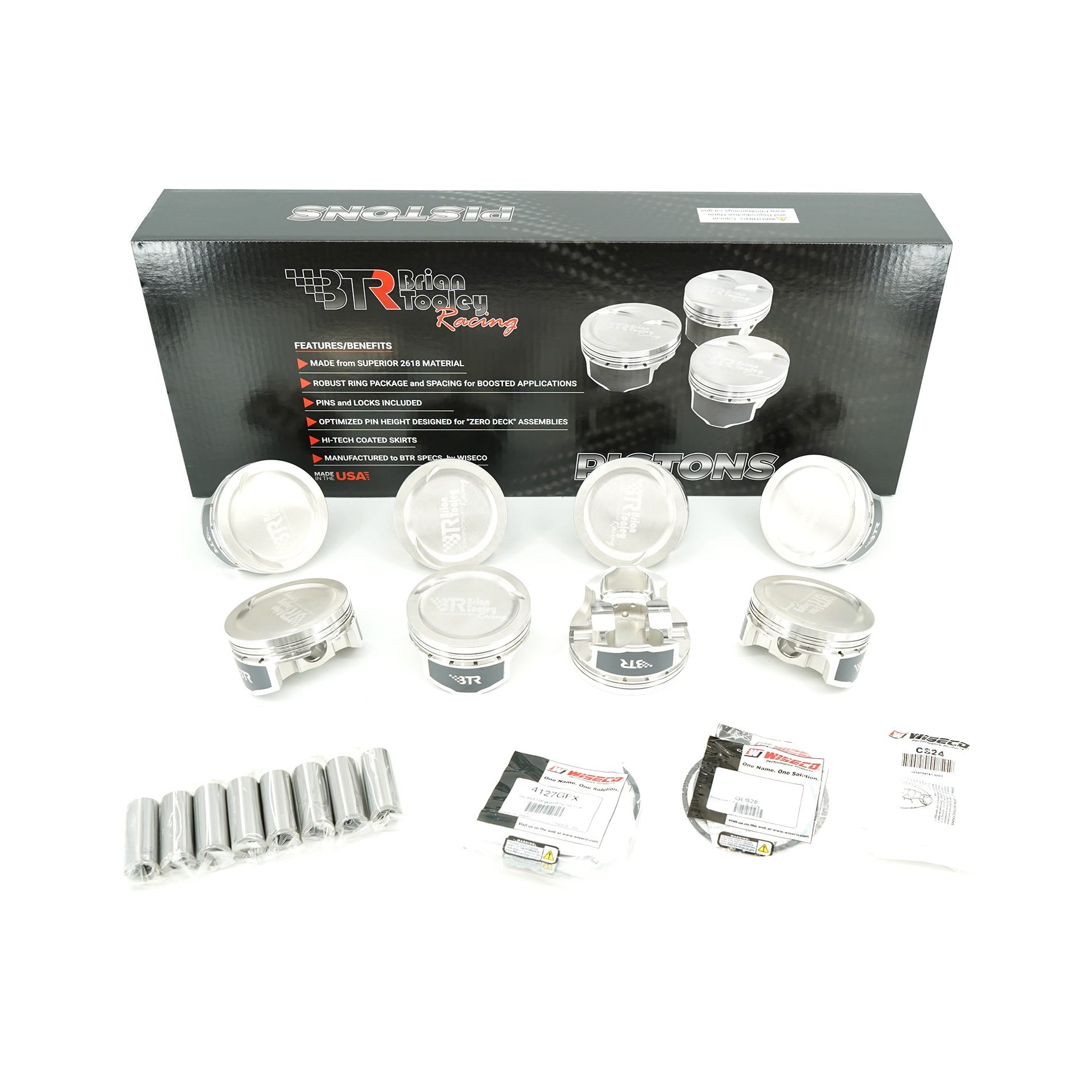 BTR / WISECO PISTON SET - LS BTR CV HEAD - 4.125" BORE - 4.000" STROKE - 12CC DISH - BTRCVP427125DS12-8