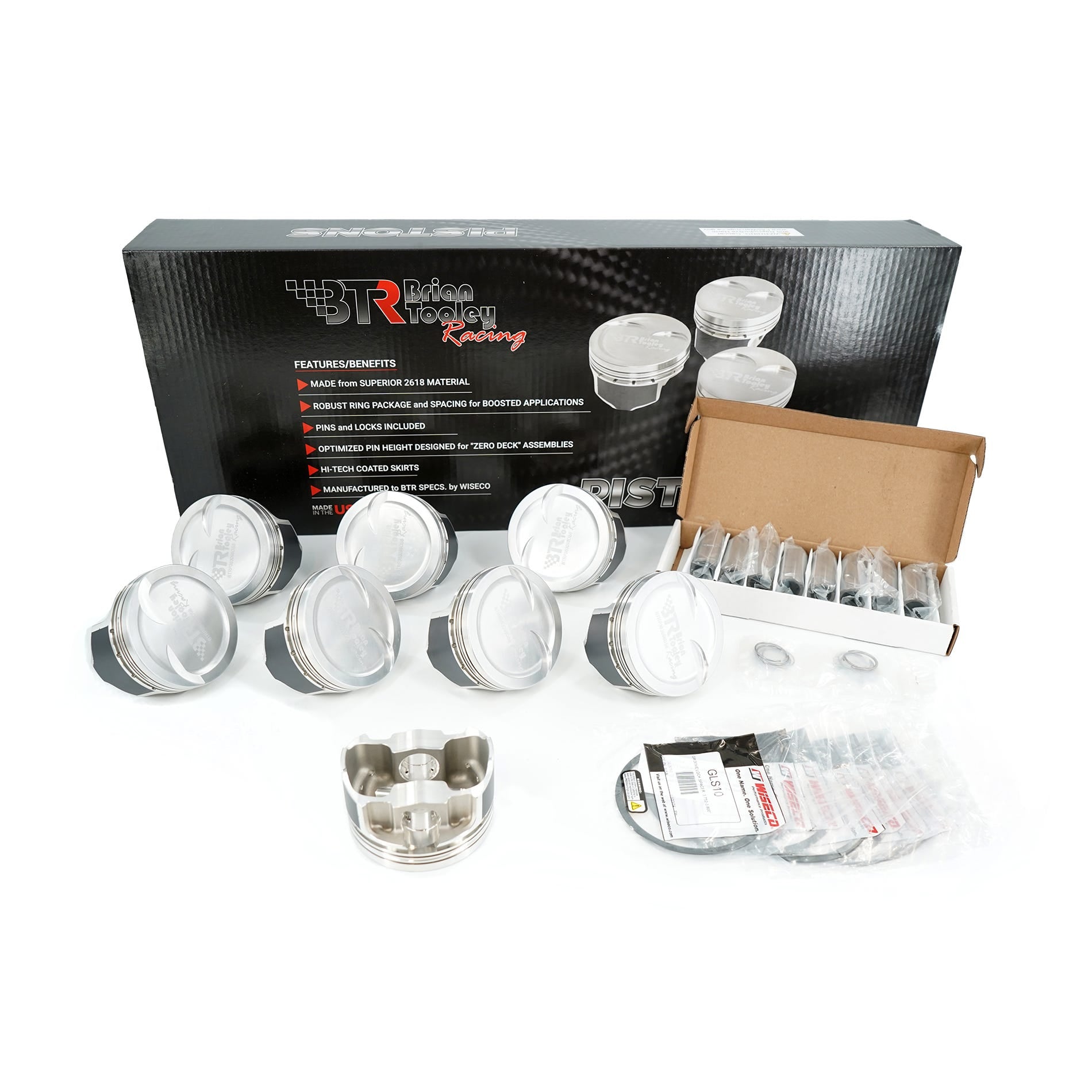BTR PISTON SET - GEN III/IV LS - 3.800" BORE - 4.000" STROKE - 6.098" ROD - 8CC DISH - BTRP363098DS8-8