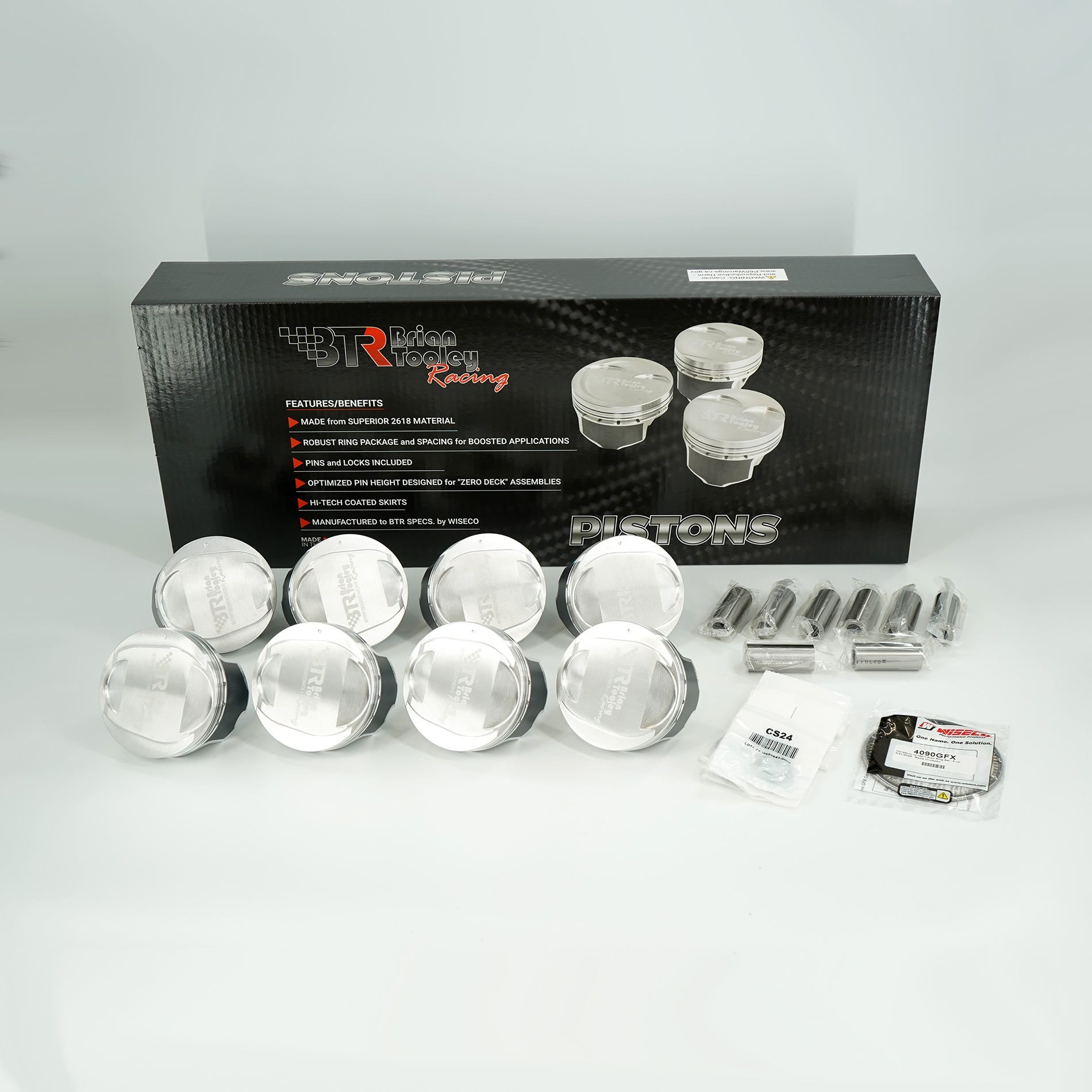 BTR / WISECO PISTON SET - 6.4 HEMI 4.090" +2CC DOME - BTRP392002DMDI-8