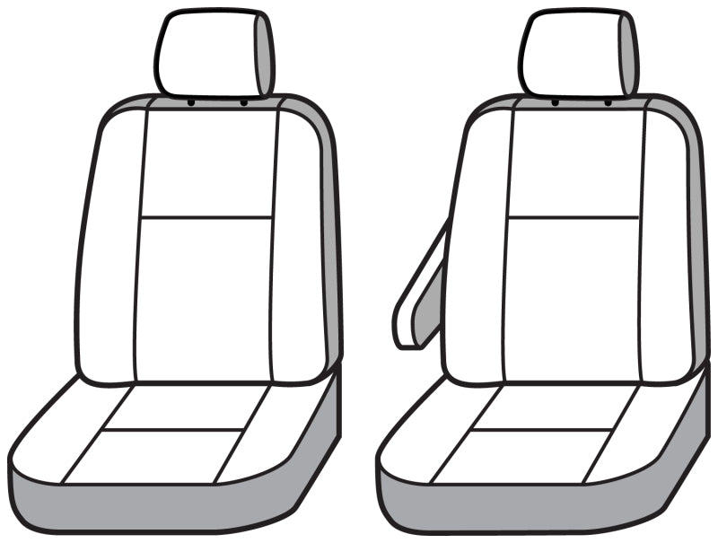 Covercraft custom front row seat covers for Dodge Ram ProMaster 2018-2022, polycotton material in Misty Grey.