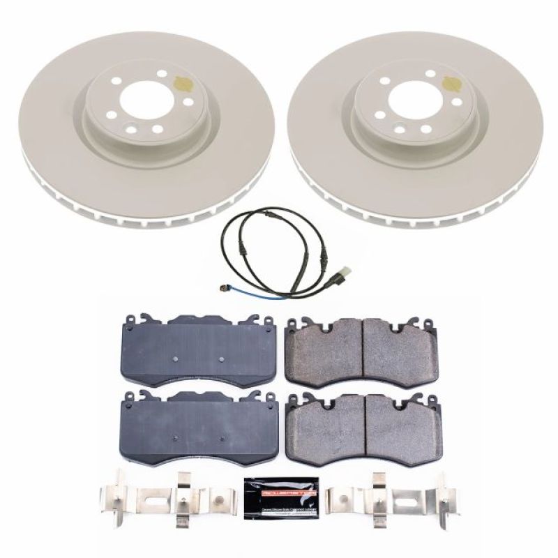 PowerStop front Z23 coated brake rotors for 2010-2013 Land Rover Range Rover Sport, cryo-treated OE brake kit.