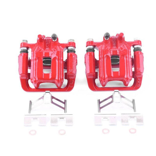 PowerStop rear red performance brake calipers and brackets for 2010-2018 Acura RDX, pair, showcasing the vibrant red finish