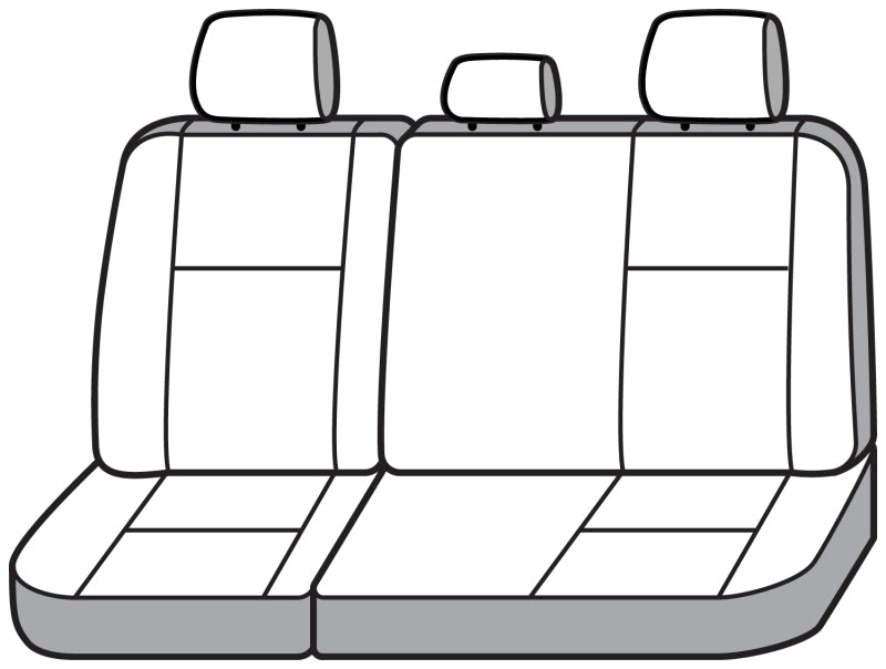 Covercraft Carhartt PrecisionFit second row seat covers installed in a Toyota Tacoma Crew Cab, showing durable fabric and tailored fit.