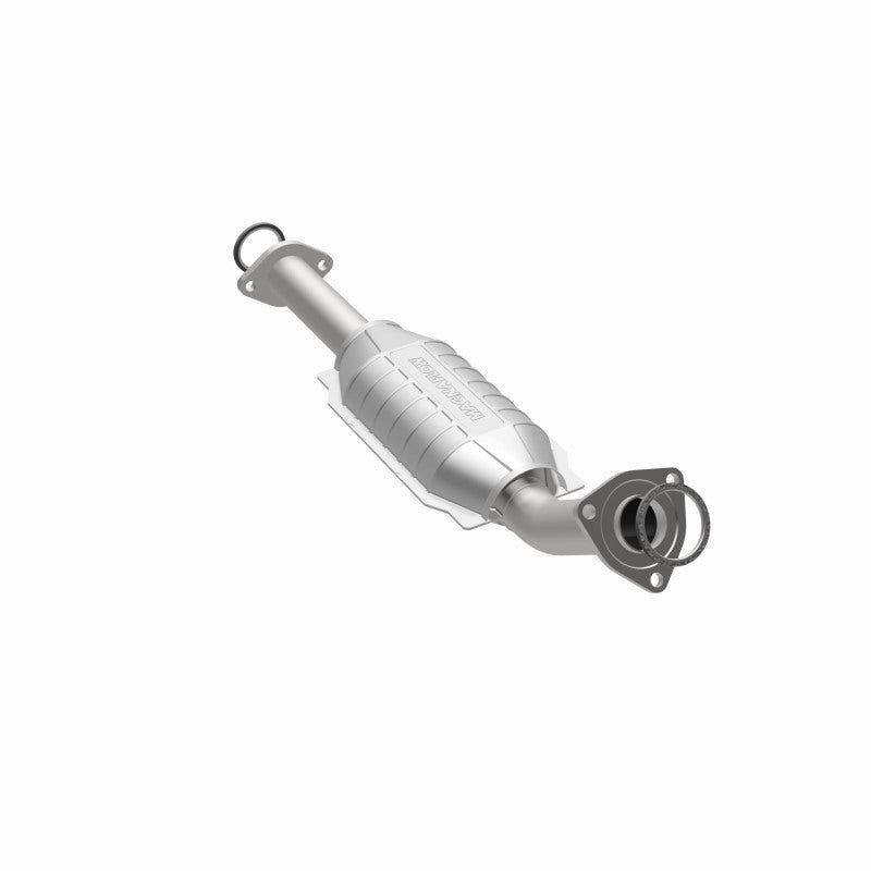 MagnaFlow direct fit catalytic converter for 2003-2004 Toyota Tundra V8 4.7L gas engine, showing the metal part with inlet and outlet flanges.