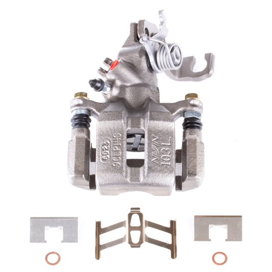 PowerStop rear left OE brake caliper with bracket for Acura TSX 2004-2008, showcasing the black metal caliper and mounting bracket