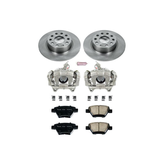 PowerStop Audi A3 rear brake kit with calipers, OE brake system for 2010-2012 Audi A3, including rotors and pads.