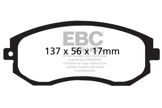 EBC 12+ Greenstuff front brake pads for Scion FR-S, high-performance brake pads with green friction material.