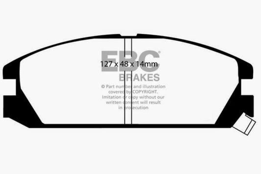 EBC Greenstuff front brake pads for 86-89 Acura Integra 1.6, performance brake pads with green friction material.