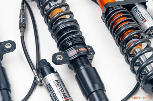 Moton 2023+ Toyota GR Corolla 3-Way Motorsport Coilovers with springs, showcasing adjustable suspension components.