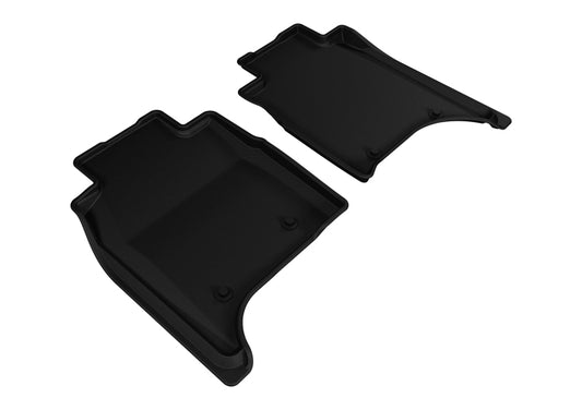 Black 3D MAXpider rubber floor mats for 2014-2017 Land Rover Range Rover Long Wheelbase second row seats.