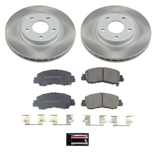 PowerStop brake kit with semi-coated front rotors for Mitsubishi Eclipse Cross 2018-2020, performance brake components.