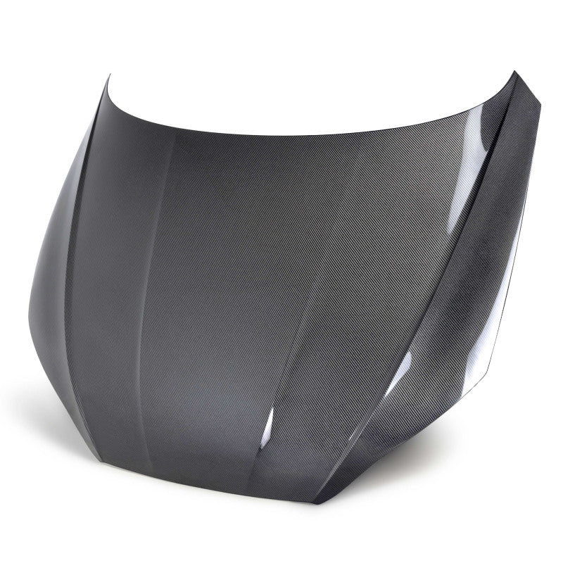 Seibon carbon fiber hood for Audi A5/S5 2018-2022, OEM-style lightweight hood with a glossy finish and aerodynamic design