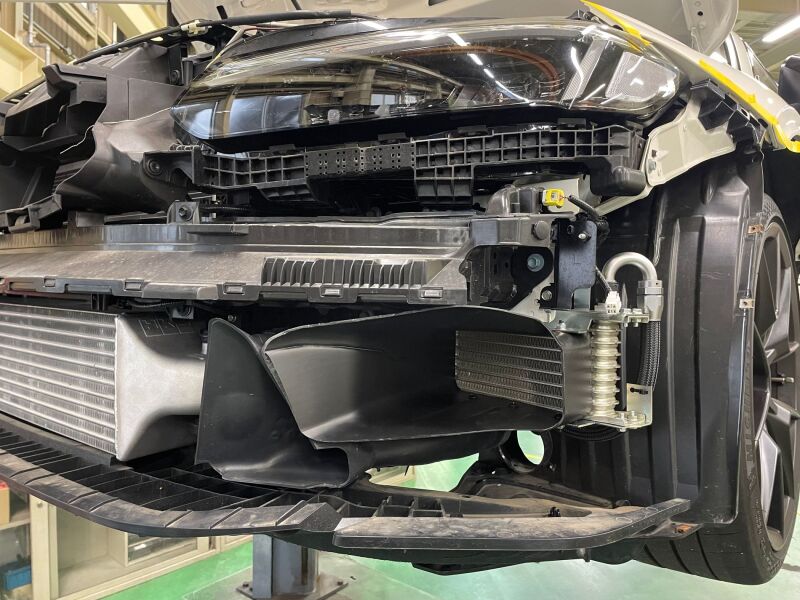 HKS black oil cooler kit for Honda Civic Type R FL5 2023+, showcasing the compact, durable cooling component for high-performance engines.