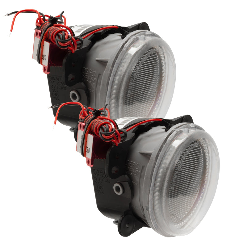 Oracle Lighting 10-15 Jeep Wrangler JK LED halo fog lights with UV purple glow, pre-assembled for easy installation.