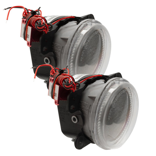Oracle Lighting 10-15 Jeep Wrangler JK LED halo fog lights with UV purple glow, pre-assembled for easy installation.