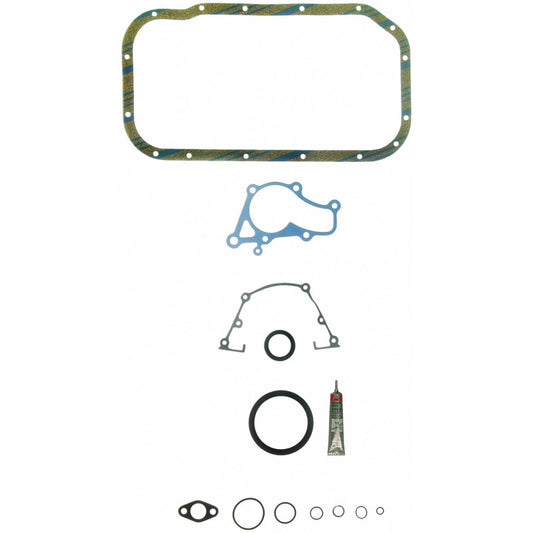 Fel-Pro Plymouth Colt CS 9887 engine conversion gasket set showing rubber and metal gaskets for engine sealing.