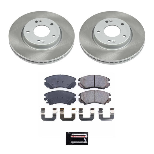PowerStop semi-coated front brake rotor kit for Kia Sportage 2005-2010, performance blank brake rotors, automotive brake component