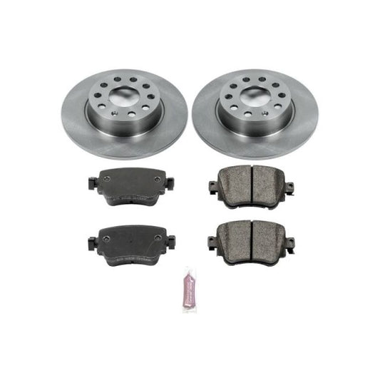 PowerStop OE rear brake kit for 2015-2018 Volkswagen Golf, includes brake pads and rotors for reliable stopping power