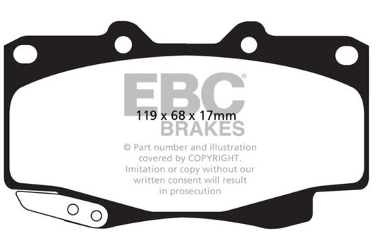 EBC Ultimax2 front brake pads for Toyota Tacoma 4WD 2.7, OE style, showing the brake pad set with metal backing plates.