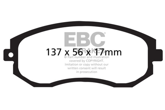 EBC 12+ Redstuff front brake pads for Scion FR-S, high-performance brake pads with red friction material for enhanced stopping power.