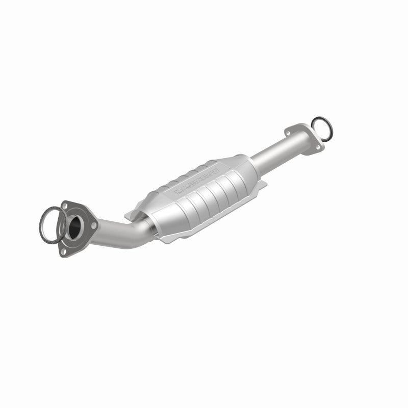 MagnaFlow direct fit catalytic converter for 2003-2004 Toyota Tundra V8 4.7L gas engine, shown installed on vehicle.