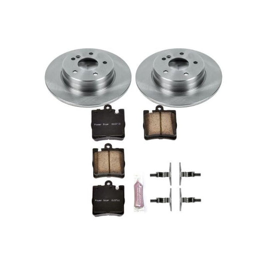 PowerStop rear OE brake kit for Mercedes-Benz C240 (2003-2005), includes brake rotors and pads for rear braking system.