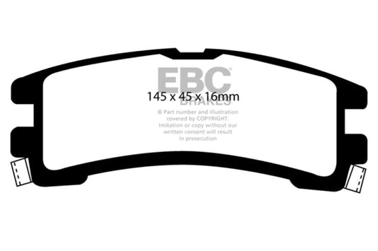 EBC Ultimax2 rear brake pads for Nissan Pathfinder 3.0 87-95, OE style, with metal backing plates and friction material.