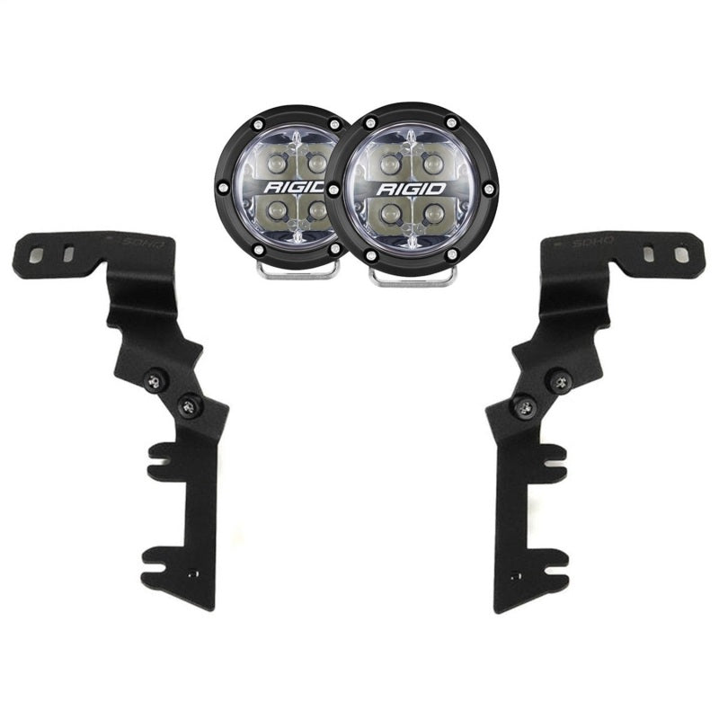 Rigid Industries 23-27 Chevrolet Colorado GMC Canyon 360 4-inch light bar kit installed on vehicle front grille.