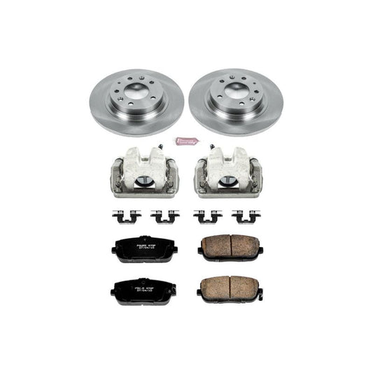 PowerStop OE rear brake kit with calipers for Mazda MX-5 Miata 2015, featuring brake rotors and hardware.