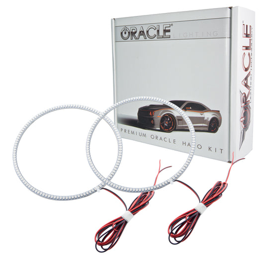 Oracle Ford Mustang 2010-2012 LED fog halo kit with white halos installed in GT grille fog lights.