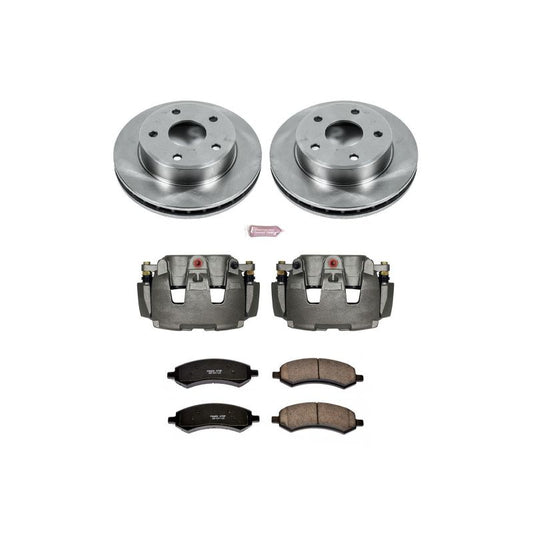 PowerStop OE brake calipers for 2011 Ram Dakota front Autospecialty kit with calipers and hardware, installed on vehicle.