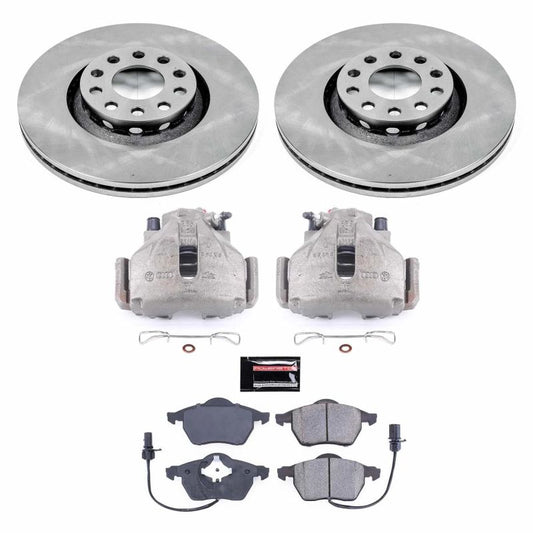 PowerStop OE brake kit with front calipers for Audi A4 2002-2005, includes brake rotors and calipers for reliable stopping power.
