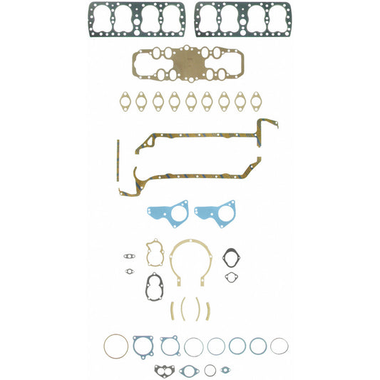 Fel-Pro FS 7283 B engine gasket set with multiple gaskets and seals for automotive engine repair, shown in the image.