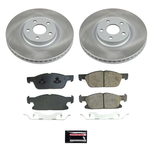 PowerStop front semi-coated rotor kit for Lincoln Continental 2017-2020, performance brake kit with drilled and slotted rotors