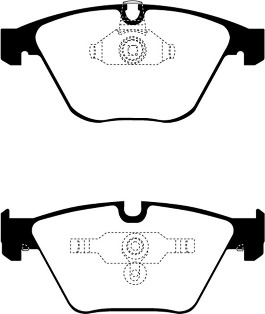 EBC Redstuff front brake pads for BMW M3 E90 4.0, performance brake pads with red friction material for improved braking.