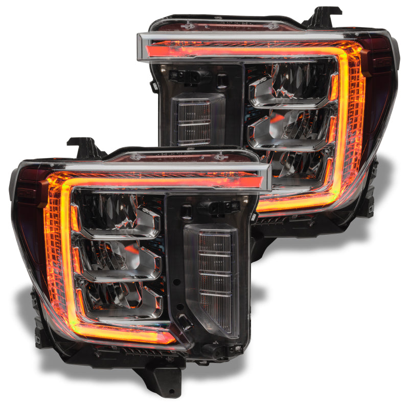 Oracle GMC Sierra 2500/3500 HD RGB+W headlight DRL kit with BC1 controller, showing sleek headlight and LED lighting components.