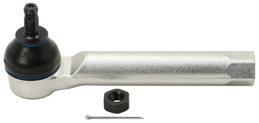 Moog Honda Insight 2000-2006 front right outer tie rod showing metal rod and ball joint assembly on a vehicle suspension system.