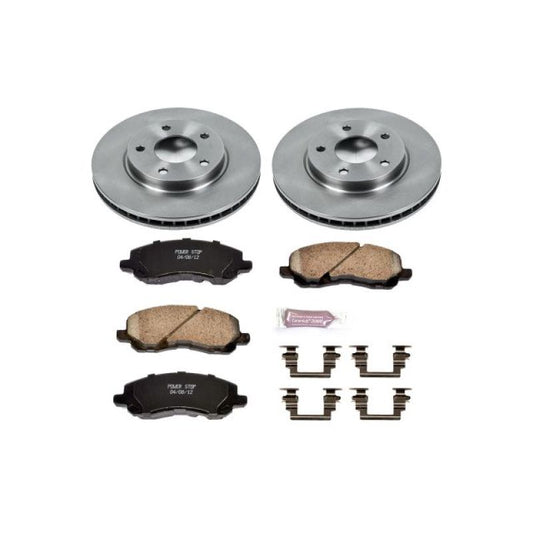 PowerStop OE front brake kit for Dodge Caliber 2007-2012, including brake rotors and pads, designed for reliable stopping power.
