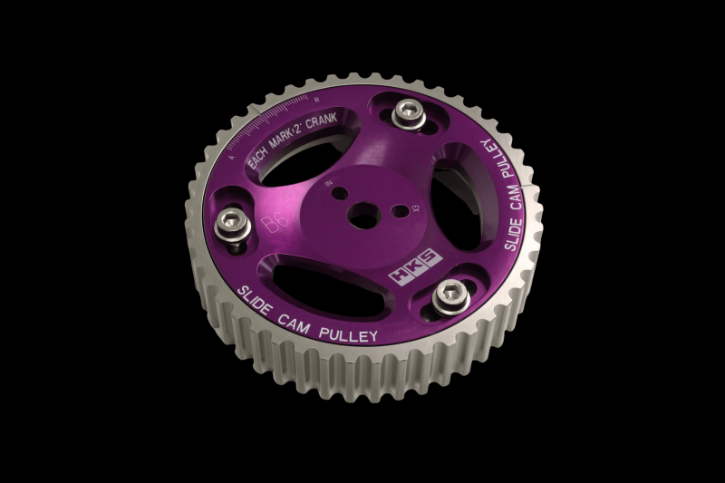 HKS slide cam pulley for B6/BP engines, high-performance cam gears with precision machining and durable construction.