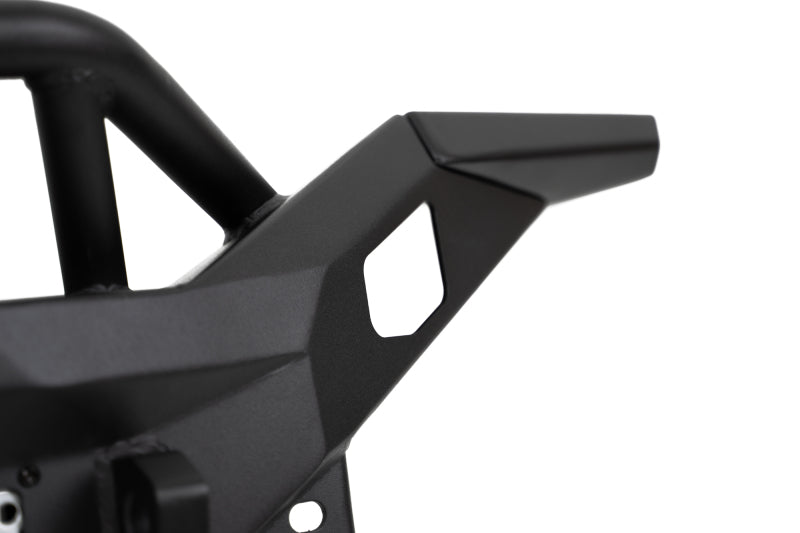 DV8 Offroad steel front bumper for Jeep Wrangler JK, JL, and Gladiator JT with rugged off-road design and mounting points.