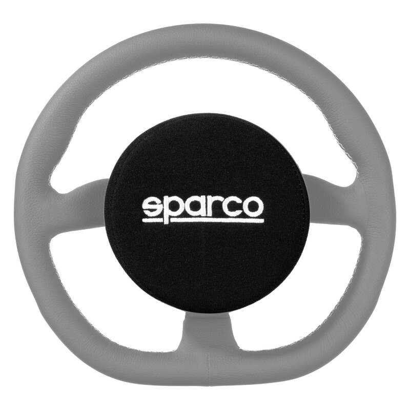 SPARCO steering wheel center pad with black and red design, fits Sparco steering wheels, made of durable material for racing cars