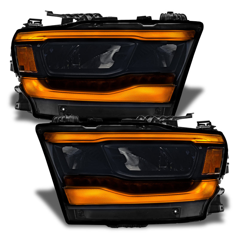 Oracle Lighting RGB+W LED headlight DRL kit for Dodge RAM 1500 2019-2021, featuring reflector design and bright LED headlights.