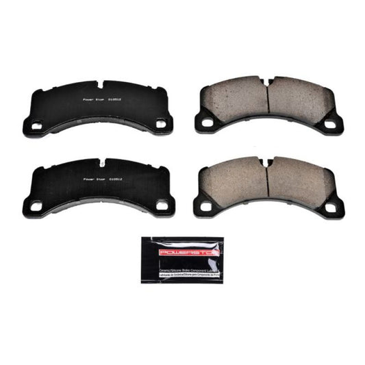 PowerStop Z23 Evolution Sport brake pads for front of 2011-2013 Porsche Cayenne, includes hardware for performance braking.