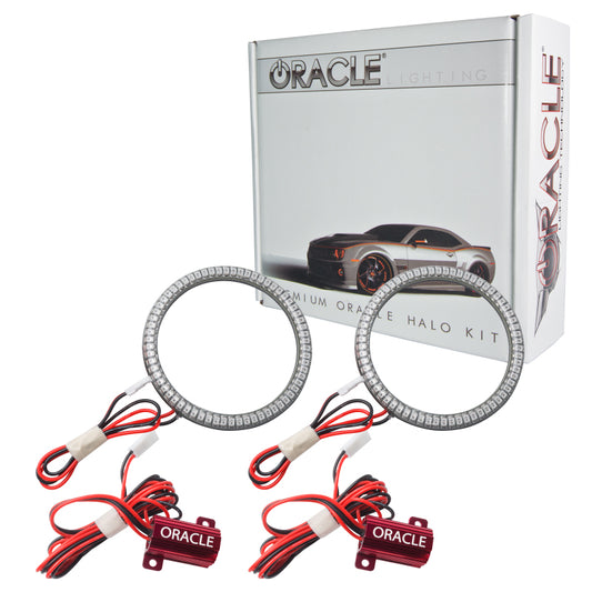 Oracle Lighting Jeep Wrangler LED waterproof turn signal halo kit with amber fog light halos installed on a Jeep Wrangler.