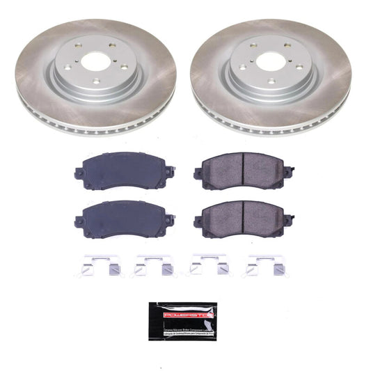 PowerStop Front Semi-Coated Rotor Kit for 2019-2022 Subaru Forester, performance brake kit with black semi-coated rotors.