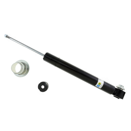 Bilstein B4 OE replacement rear twin-tube shock absorber for BMW 528i, 530i, 550i models, showing the shock unit with mounting details.