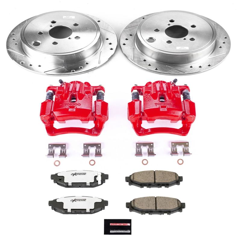 PowerStop Z26 Street Warrior rear brake kit with calipers for Subaru Legacy 2010-2014, performance brake upgrade