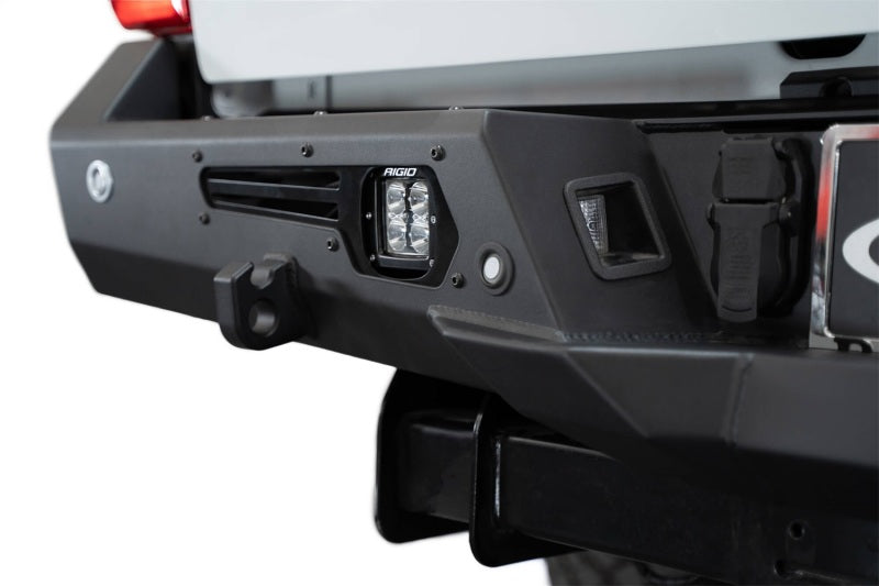 Addictive Desert Designs steel rear bumper for 2023-2024 Ford F-150 Super Duty with rugged, durable construction.